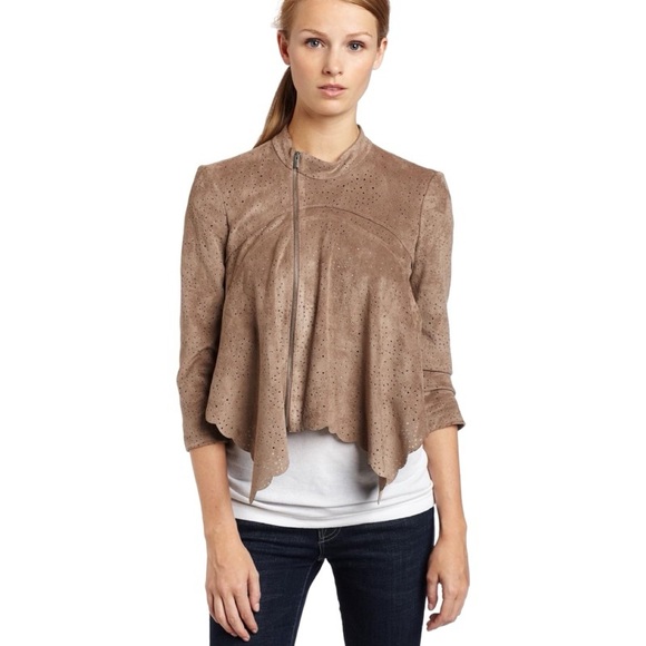 EUC BCBGMaxAzria Bri Perforated Faux Suede Jacket - Picture 2 of 13